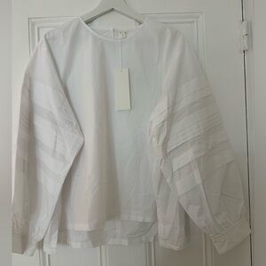 Arket White Blouse with Pleated Sleeves